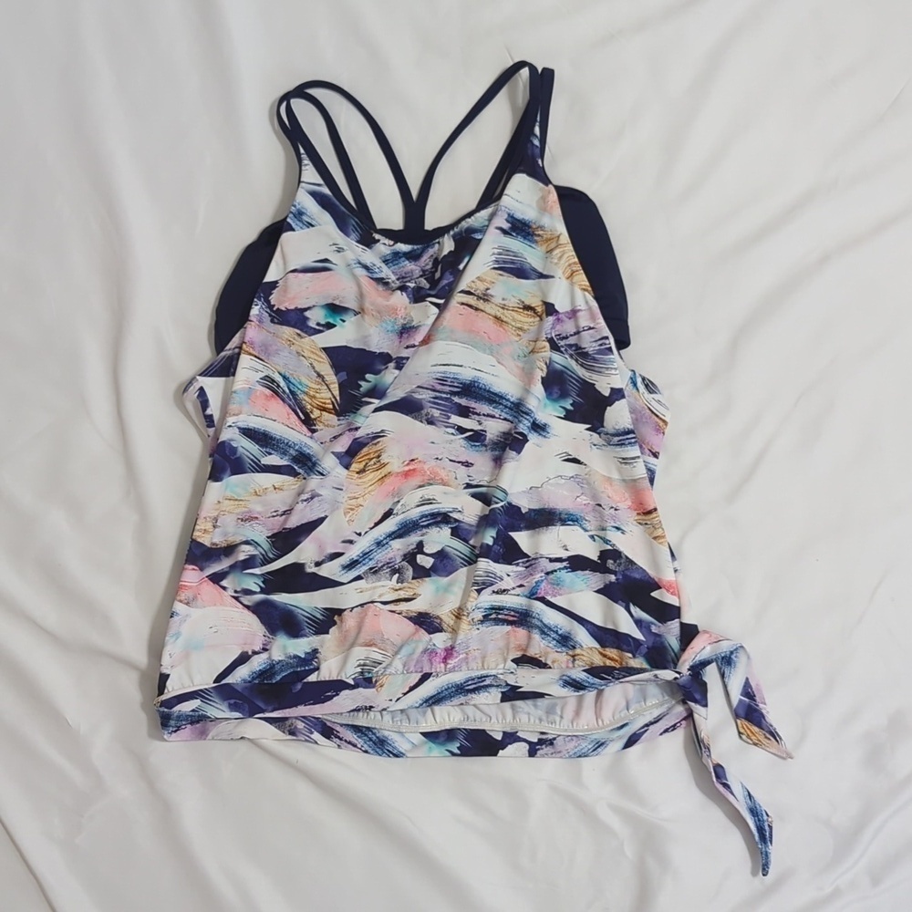 Athleta Sunflare Blousy Tankini Top, Color Blue Multi Size M